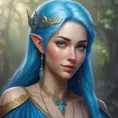 D&D concept art of gorgeous elven woman with blue hair in the style of Stefan Kostic, 8k, High Definition, Highly Detailed, Intricate, Half Body, Realistic, Sharp Focus, Fantasy, Elegant by Stanley Artgerm Lau, Luis Ricardo Falero