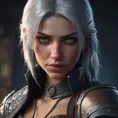 Alluring female rouge assassin in The Witcher 3 Style, 4k, Highly Detailed, Beautiful, Cinematic Lighting, Sharp Focus, Volumetric Lighting, Closeup Portrait, Concept Art