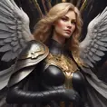 Alluring matte portrait of a beautiful Kayle wearing black leather, 8k, Highly Detailed, Intricate, Half Body, Realistic, Sharp Focus, Volumetric Lighting, Fantasy, Elegant by Stanley Artgerm Lau, Alphonse Mucha, WLOP