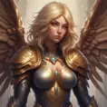 Matte portrait of Kayle from League of Legends with tattoos, 8k, Highly Detailed, Powerful, Alluring, Artstation, Magical, Digital Painting, Photo Realistic, Sharp Focus, Volumetric Lighting, Concept Art by Stanley Artgerm Lau, Alphonse Mucha, Greg Rutkowski