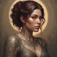 Matte portrait of Zoe Saldaña with tattoos, 8k, Highly Detailed, Powerful, Alluring, Artstation, Magical, Digital Painting, Photo Realistic, Sharp Focus, Volumetric Lighting, Concept Art by Stanley Artgerm Lau, Alphonse Mucha, Greg Rutkowski