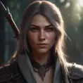 Female rouge assassin in The Witcher 3 Style, 4k, Highly Detailed, Beautiful, Cinematic Lighting, Sharp Focus, Volumetric Lighting, Closeup Portrait, Concept Art