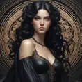 Alluring matte portrait of the beautiful Morgana in black, 8k, Highly Detailed, Intricate, Realistic, Sharp Focus, Volumetric Lighting, Fantasy, Elegant by Stanley Artgerm Lau, Alphonse Mucha, WLOP, Stefan Kostic