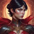 Alluring matte portrait of the beautiful Cassandra Cain in dark red, 8k, Highly Detailed, Intricate, Realistic, Sharp Focus, Volumetric Lighting, Fantasy, Elegant by Stanley Artgerm Lau, Alphonse Mucha, WLOP, Stefan Kostic