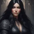 Alluring matte portrait of a beautiful veiled Yennefer in black with long straight black hair, 8k, Highly Detailed, Intricate, Half Body, Realistic, Sharp Focus, Volumetric Lighting, Fantasy, Elegant by Stanley Artgerm Lau, Alphonse Mucha, WLOP