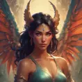 Alluring matte portrait of a beautiful Nidalee with wings, 8k, Highly Detailed, Intricate, Half Body, Realistic, Sharp Focus, Volumetric Lighting, Fantasy, Elegant by Stanley Artgerm Lau, Alphonse Mucha, WLOP