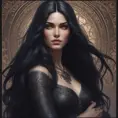 Alluring matte portrait of a beautiful veiled Yennefer wearing a black veil with long straight hair, 8k, Highly Detailed, Intricate, Half Body, Realistic, Sharp Focus, Volumetric Lighting, Fantasy, Elegant by Stanley Artgerm Lau, Alphonse Mucha, WLOP