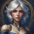 Alluring matte portrait of a beautiful Ciri wearing dark blue, 8k, Highly Detailed, Intricate, Half Body, Realistic, Sharp Focus, Volumetric Lighting, Fantasy, Elegant by Stanley Artgerm Lau, Alphonse Mucha, WLOP, Stefan Kostic