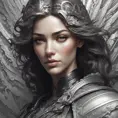 Alluring matte portrait of a beautiful Kayle wearing black leather, 8k, Highly Detailed, Intricate, Half Body, Realistic, Sharp Focus, Volumetric Lighting, Fantasy, Elegant by Stanley Artgerm Lau, Alphonse Mucha, WLOP