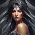 Alluring matte portrait of a beautiful veiled Nidalee wearing a black veil, 8k, Highly Detailed, Intricate, Half Body, Realistic, Sharp Focus, Volumetric Lighting, Fantasy, Elegant by Stanley Artgerm Lau, Alphonse Mucha, WLOP