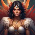 Alluring matte portrait of a beautiful Nidalee wearing feathers, 8k, Highly Detailed, Intricate, Half Body, Realistic, Sharp Focus, Volumetric Lighting, Fantasy, Elegant by Stanley Artgerm Lau, Alphonse Mucha, WLOP