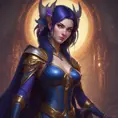 Alluring matte portrait of a beautiful Morgana from League of Legends in the style of Stefan Kostic, 8k, High Definition, Highly Detailed, Intricate, Half Body, Realistic, Sharp Focus, Fantasy, Elegant