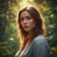 Closeup of a gorgeous female in foliage and the style of stefan kostic, 8k, High Definition, Digital Illustration, Bokeh effect, Photo Realistic, Sharp Focus by Stanley Artgerm Lau