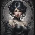 Alluring matte portrait of a beautiful Sona in black, 8k, Highly Detailed, Intricate, Half Body, Realistic, Sharp Focus, Volumetric Lighting, Fantasy, Elegant by Stanley Artgerm Lau, Alphonse Mucha, WLOP