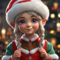 Closeup portrait of a beautiful Christmas Elf, 8k, Highly Detailed, Alluring, Photo Realistic, Sharp Focus, Volumetric Lighting by Stanley Artgerm Lau