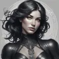 Alluring matte portrait of a beautiful Vex wearing black leather, 8k, Highly Detailed, Intricate, Half Body, Realistic, Sharp Focus, Volumetric Lighting, Fantasy, Elegant by Stanley Artgerm Lau, Alphonse Mucha, WLOP