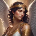 Alluring matte portrait of a beautiful Kassandra with wings, 8k, Highly Detailed, Intricate, Half Body, Realistic, Sharp Focus, Volumetric Lighting, Fantasy, Elegant by Stanley Artgerm Lau, Alphonse Mucha, WLOP