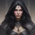 Alluring matte portrait of a beautiful veiled Yennefer wearing a black veil with long straight hair, 8k, Highly Detailed, Intricate, Half Body, Realistic, Sharp Focus, Volumetric Lighting, Fantasy, Elegant by Stanley Artgerm Lau, Alphonse Mucha, WLOP