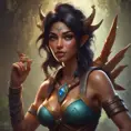 Alluring matte portrait of a beautiful Nidalee in the style of Stefan Kostic, 8k, Highly Detailed, Intricate, Half Body, Realistic, Sharp Focus, Volumetric Lighting, Fantasy, Elegant by Stanley Artgerm Lau, Greg Rutkowski