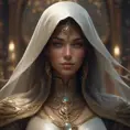 Closeup portrait of a veiled Assasin with daggers in Eldern Ring style, 8k, Highly Detailed, Intricate, Artstation, Sharp Focus, Smooth, Unreal Engine, Volumetric Lighting, Concept Art by Stanley Artgerm Lau, Alphonse Mucha, Greg Rutkowski