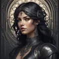 Alluring matte portrait of a beautiful Vex wearing black leather, 8k, Highly Detailed, Intricate, Half Body, Realistic, Sharp Focus, Volumetric Lighting, Fantasy, Elegant by Stanley Artgerm Lau, Alphonse Mucha, WLOP