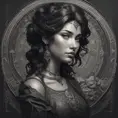 Alluring matte portrait of a beautiful Kassandra in black, 8k, Highly Detailed, Intricate, Half Body, Realistic, Sharp Focus, Volumetric Lighting, Fantasy, Elegant by Stanley Artgerm Lau, Alphonse Mucha, WLOP, Stefan Kostic