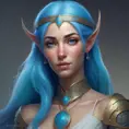 D&D concept art of gorgeous elven woman with blue hair in the style of Stefan Kostic, 8k, High Definition, Highly Detailed, Intricate, Half Body, Realistic, Sharp Focus, Fantasy, Elegant by Stanley Artgerm Lau, Luis Ricardo Falero