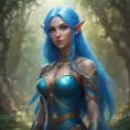 D&D concept art of gorgeous elven woman with blue hair in the style of Stefan Kostic, 8k, High Definition, Highly Detailed, Intricate, Half Body, Realistic, Sharp Focus, Fantasy, Elegant by Stanley Artgerm Lau, Luis Ricardo Falero