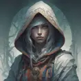 White hooded female assassin, Highly Detailed, Vibrant Colors, Ink Art, Fantasy, Dark by Peter Mohrbacher