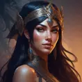 Alluring matte portrait of a beautiful veiled Nidalee wearing a black veil, 8k, Highly Detailed, Intricate, Half Body, Realistic, Sharp Focus, Volumetric Lighting, Fantasy, Elegant by Stanley Artgerm Lau, Alphonse Mucha, WLOP