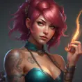 Alluring Matte portrait of Lyx from League of Legends with tattoos, 8k, Highly Detailed, Powerful, Alluring, Artstation, Magical, Digital Painting, Photo Realistic, Sharp Focus, Volumetric Lighting, Concept Art by Stanley Artgerm Lau, Alphonse Mucha, Greg Rutkowski