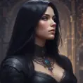 Alluring matte portrait of a beautiful veiled Yennefer wearing a black veil with long straight hair, 8k, Highly Detailed, Intricate, Half Body, Realistic, Sharp Focus, Volumetric Lighting, Fantasy, Elegant by Stanley Artgerm Lau, Alphonse Mucha, WLOP