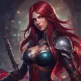 Alluring matte portrait of a beautiful Katarina from League of Legends in the style of Stefan Kostic, 8k, High Definition, Highly Detailed, Intricate, Half Body, Realistic, Sharp Focus, Fantasy, Elegant