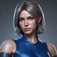 Alluring highly detailed matte portrait of a beautiful Jill Valentine with shimmering hair in the style of Stefan Kostic, 8k, High Definition, Highly Detailed, Intricate, Half Body, Realistic, Sharp Focus, Fantasy, Elegant