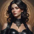 Alluring matte portrait of a beautiful Bel'veth wearing black leather, 8k, Highly Detailed, Intricate, Half Body, Realistic, Sharp Focus, Volumetric Lighting, Fantasy, Elegant by Stanley Artgerm Lau, Alphonse Mucha, WLOP