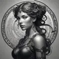 Alluring matte portrait of the beautiful Artemis in black in the style of Stefan Kostic, 8k, Highly Detailed, Intricate, Realistic, Sharp Focus, Volumetric Lighting, Fantasy, Elegant by Stanley Artgerm Lau, Alphonse Mucha, WLOP