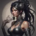 Alluring matte portrait of the beautiful Akali in black, 8k, Highly Detailed, Intricate, Realistic, Sharp Focus, Volumetric Lighting, Fantasy, Elegant by Stanley Artgerm Lau, Alphonse Mucha, WLOP, Stefan Kostic