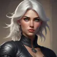 Alluring matte portrait of a beautiful Ciri wearing black leather, 8k, Highly Detailed, Intricate, Half Body, Realistic, Sharp Focus, Volumetric Lighting, Fantasy, Elegant by Stanley Artgerm Lau, Alphonse Mucha, WLOP