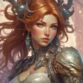 Anime closeup of Sarah Kerrigan, Highly Detailed, Intricate, Artstation, Beautiful, Digital Painting, Sharp Focus, Concept Art, Elegant by Alphonse Mucha