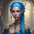 D&D concept art of gorgeous elven woman with blue hair in the style of Stefan Kostic, 8k, High Definition, Highly Detailed, Intricate, Half Body, Realistic, Sharp Focus, Fantasy, Elegant by Luis Ricardo Falero