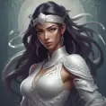 Alluring matte portrait of the beautiful Akali in white, 8k, Highly Detailed, Intricate, Realistic, Sharp Focus, Volumetric Lighting, Fantasy, Elegant by Stanley Artgerm Lau, Alphonse Mucha, WLOP, Stefan Kostic