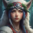 portrait of princess mononoke, 4k, 4k resolution, 8k, Hyper Detailed, Anime by Stanley Artgerm Lau