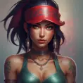 Matte portrait of Akali from League of Legends with tattoos, 8k, Highly Detailed, Powerful, Alluring, Artstation, Magical, Digital Painting, Photo Realistic, Sharp Focus, Volumetric Lighting, Concept Art by Stanley Artgerm Lau, Alphonse Mucha, Greg Rutkowski