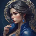 Alluring matte portrait of the beautiful Fiora in dark blue, 8k, Highly Detailed, Intricate, Realistic, Sharp Focus, Volumetric Lighting, Fantasy, Elegant by Stanley Artgerm Lau, Alphonse Mucha, WLOP, Stefan Kostic