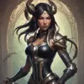 Alluring matte portrait of a beautiful Akali wearing black leather armor, 8k, Highly Detailed, Intricate, Half Body, Realistic, Sharp Focus, Volumetric Lighting, Fantasy, Elegant by Stanley Artgerm Lau, Alphonse Mucha, WLOP