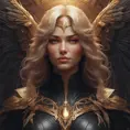 Alluring matte portrait of a beautiful Kayle wearing black leather, 8k, Highly Detailed, Intricate, Half Body, Realistic, Sharp Focus, Volumetric Lighting, Fantasy, Elegant by Stanley Artgerm Lau, Alphonse Mucha, WLOP