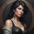 Alluring matte portrait of the beautiful Kassandra in black, 8k, Highly Detailed, Intricate, Realistic, Sharp Focus, Volumetric Lighting, Fantasy, Elegant by Stanley Artgerm Lau, Alphonse Mucha, WLOP, Stefan Kostic