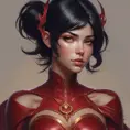 Alluring matte portrait of the beautiful Cassandra Cain in dark red, 8k, Highly Detailed, Intricate, Realistic, Sharp Focus, Volumetric Lighting, Fantasy, Elegant by Stanley Artgerm Lau, Alphonse Mucha, WLOP, Stefan Kostic