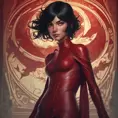 Alluring matte portrait of the beautiful Cassandra Cain in dark red, 8k, Highly Detailed, Intricate, Realistic, Sharp Focus, Volumetric Lighting, Fantasy, Elegant by Stanley Artgerm Lau, Alphonse Mucha, WLOP, Stefan Kostic