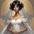 Cassandra cain in a wedding dress, riot entertainment, Realistic, Artgerm, Concept Art, Portrait by Alphonse Mucha, Greg Rutkowski